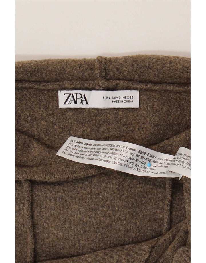 Zara Womens Hooded Oversized Jumper Sweater UK 10 Small Brown Polyester