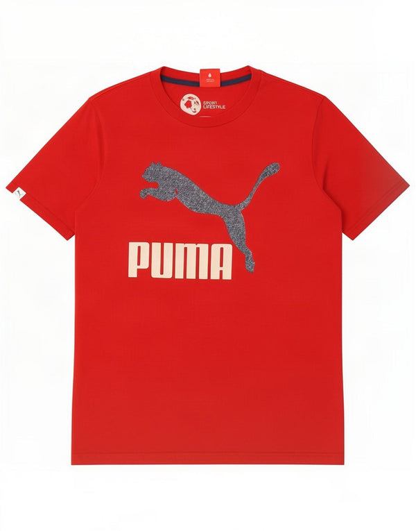 Puma Mens Graphic T-Shirt Top Medium Red Cotton