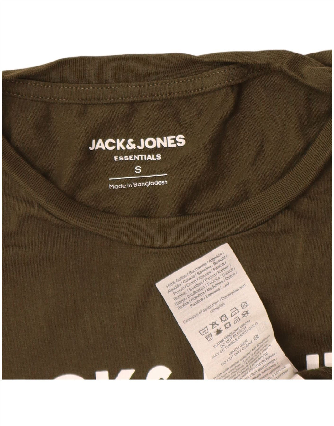 Jack & Jones Mens Graphic T-Shirt Top Small Khaki Cotton