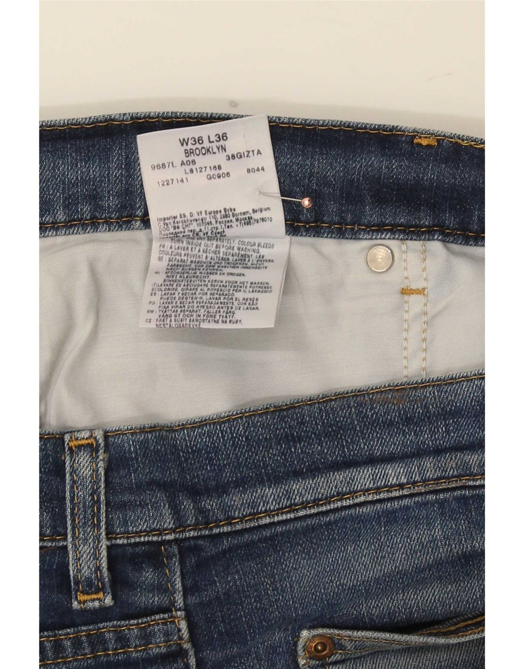 Lee Mens Brooklyn Straight Jeans W36 L28 Blue Cotton