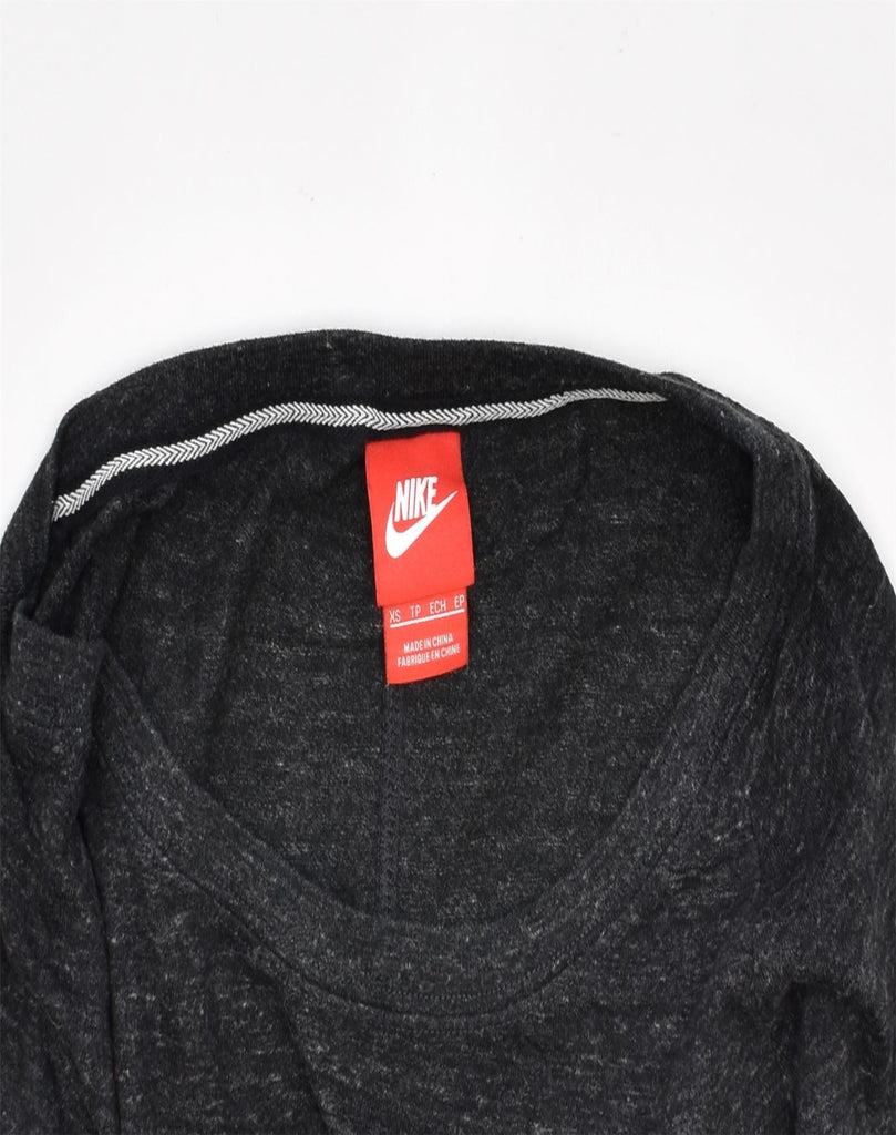 NIKE Womens Graphic Sweatshirt Jumper UK 6 XS Grey Cotton | Vintage | Thrift | Second-Hand | Used Clothing | Messina Hembry 