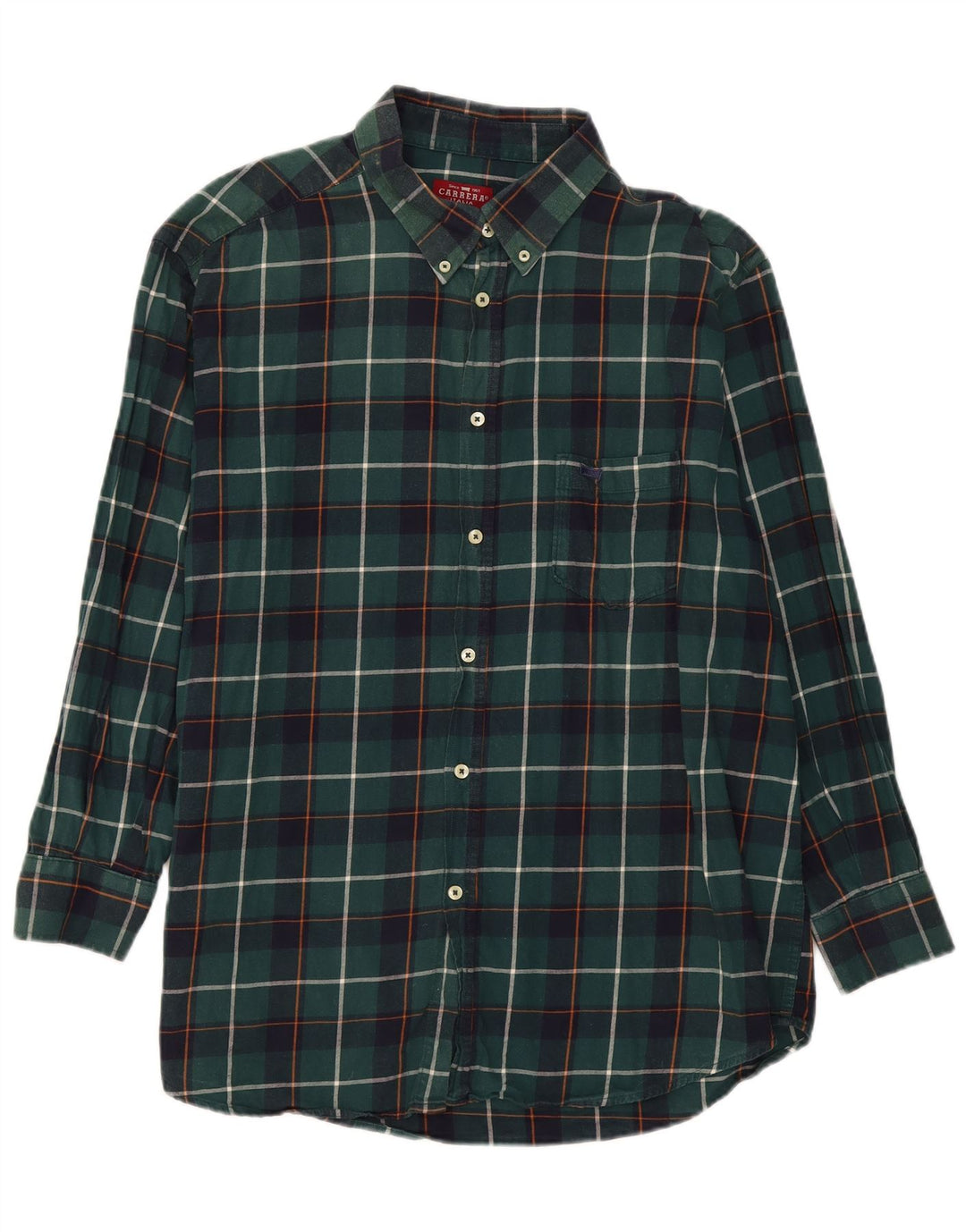 Carrera Mens Regular Fit Flannel Shirt 2XL Green Check Cotton