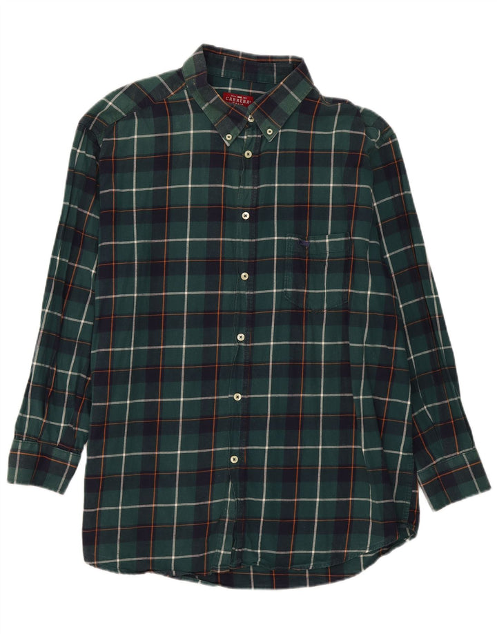Carrera Mens Regular Fit Flannel Shirt 2XL Green Check Cotton