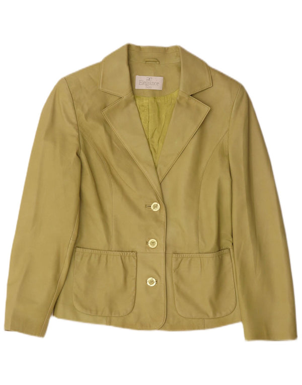Elegance Womens 3 Button Leather Blazer Jacket UK 10 Small  Green Leather