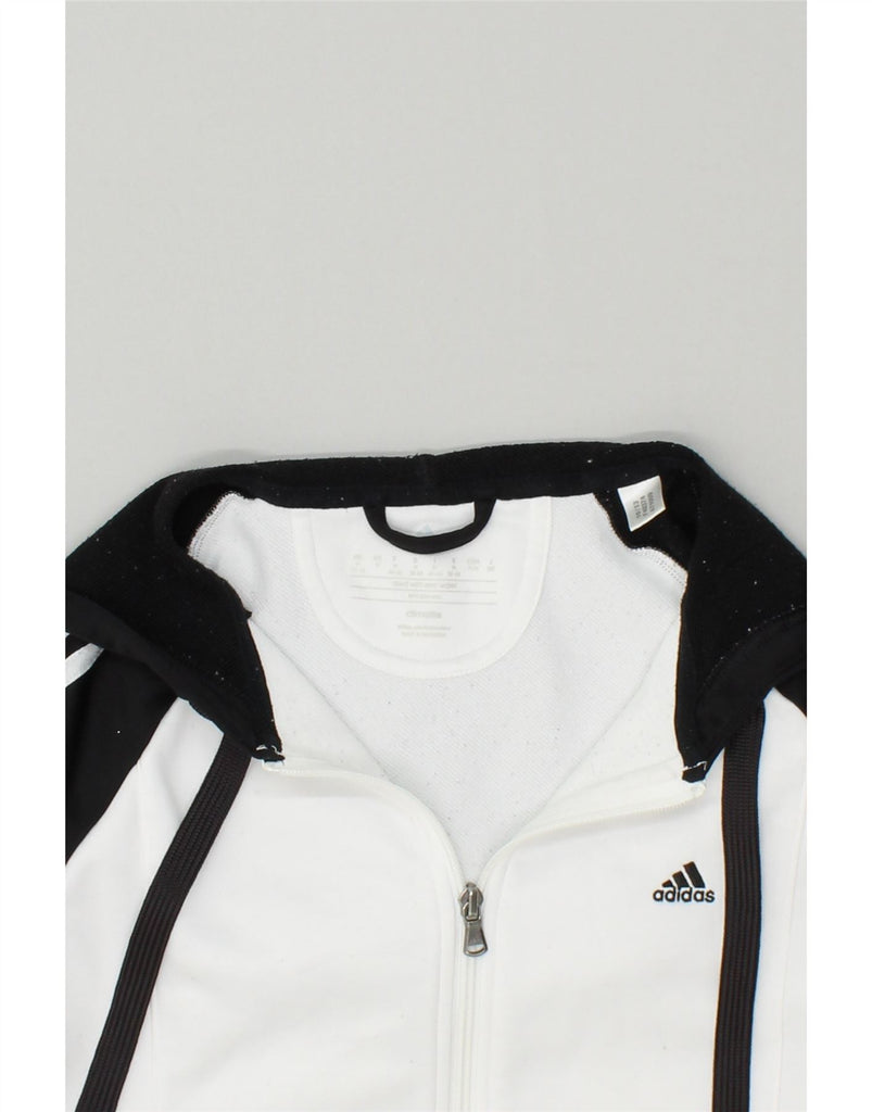 ADIDAS Womens Climalite Graphic Zip Hoodie Sweater UK 12/14 Medium White | Vintage Adidas | Thrift | Second-Hand Adidas | Used Clothing | Messina Hembry 