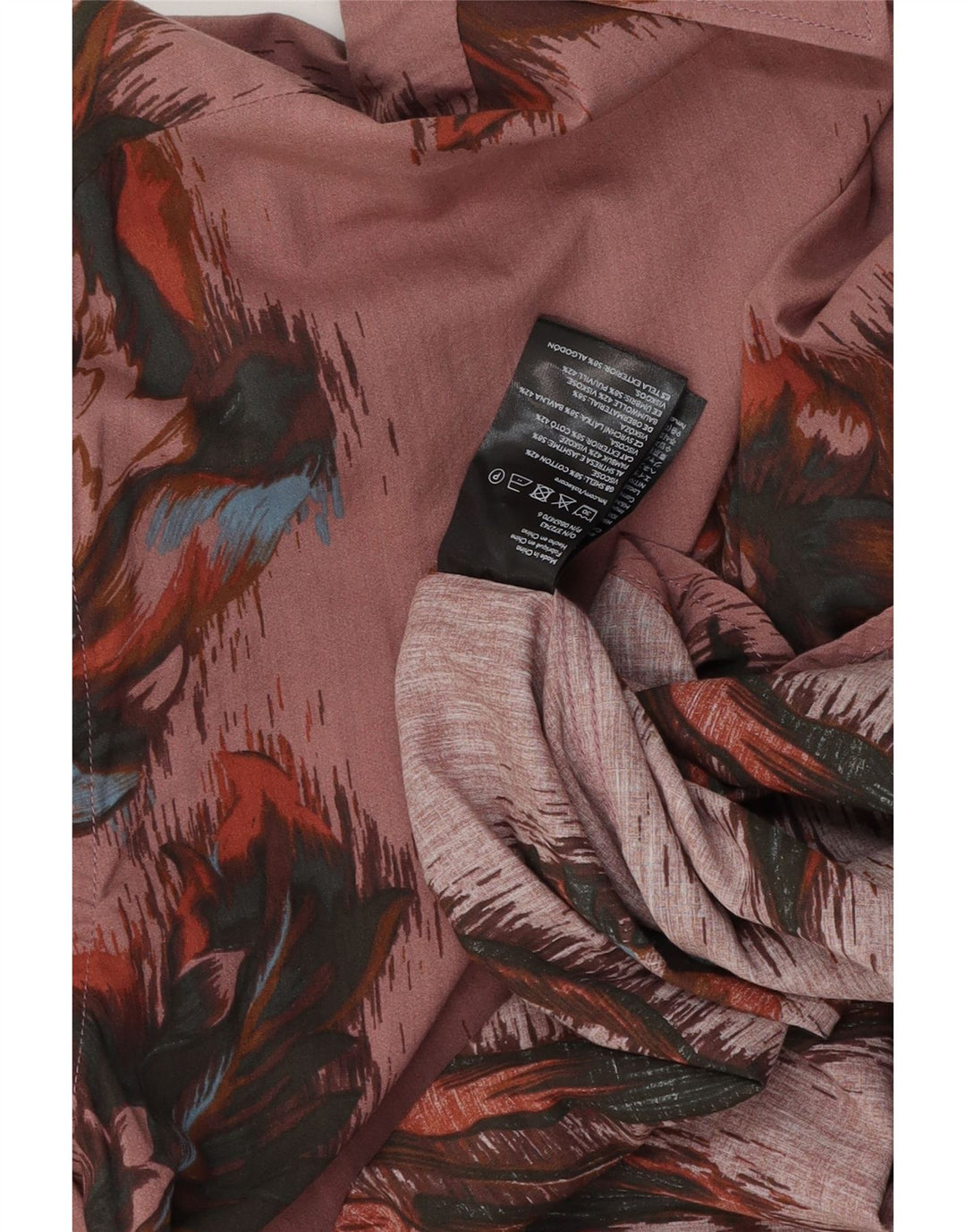 VINTAGE Mens Shirt Large Pink Floral Cotton