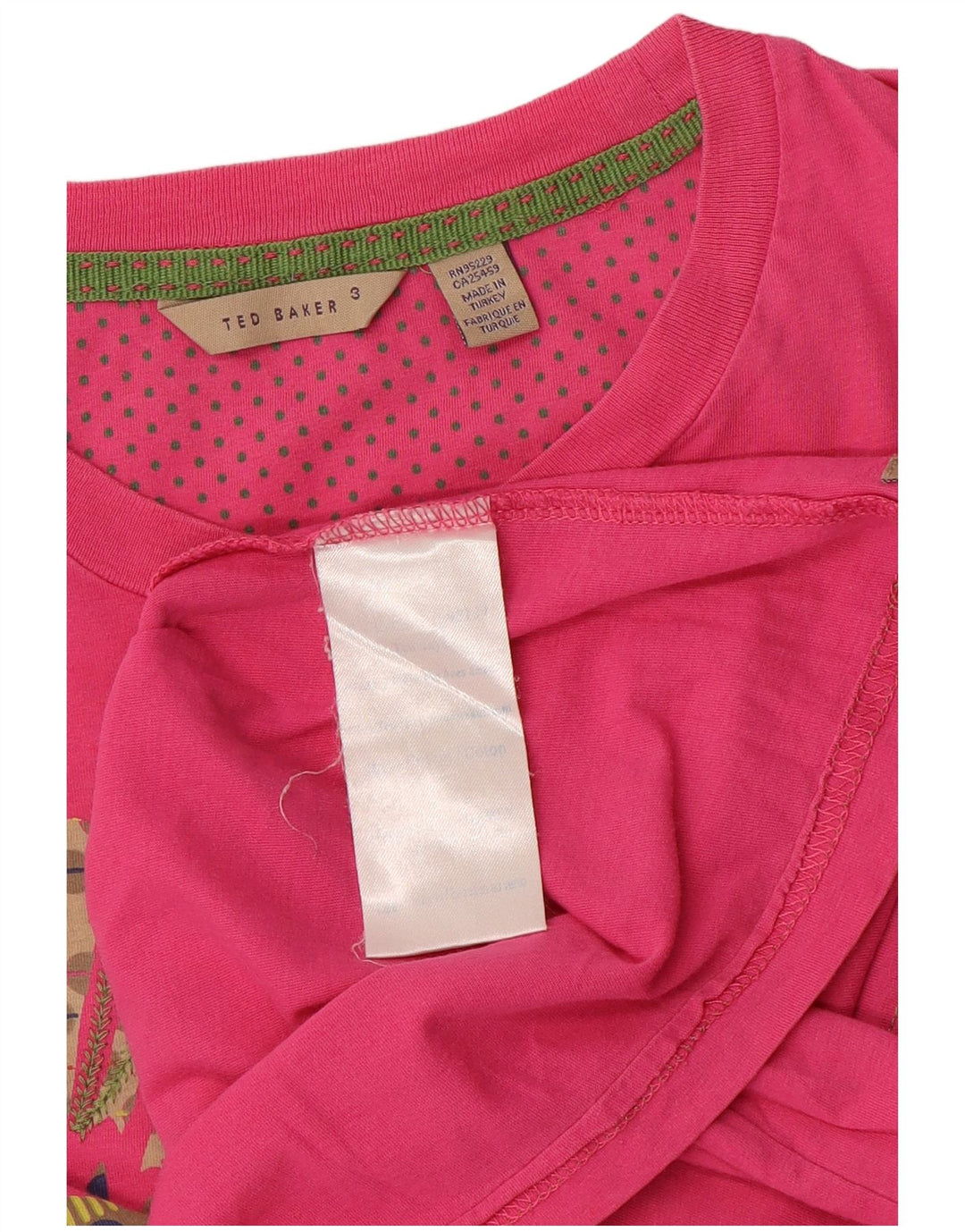 Ted Baker Womens Graphic T-Shirt Top Size 3 Medium Pink Floral Cotton