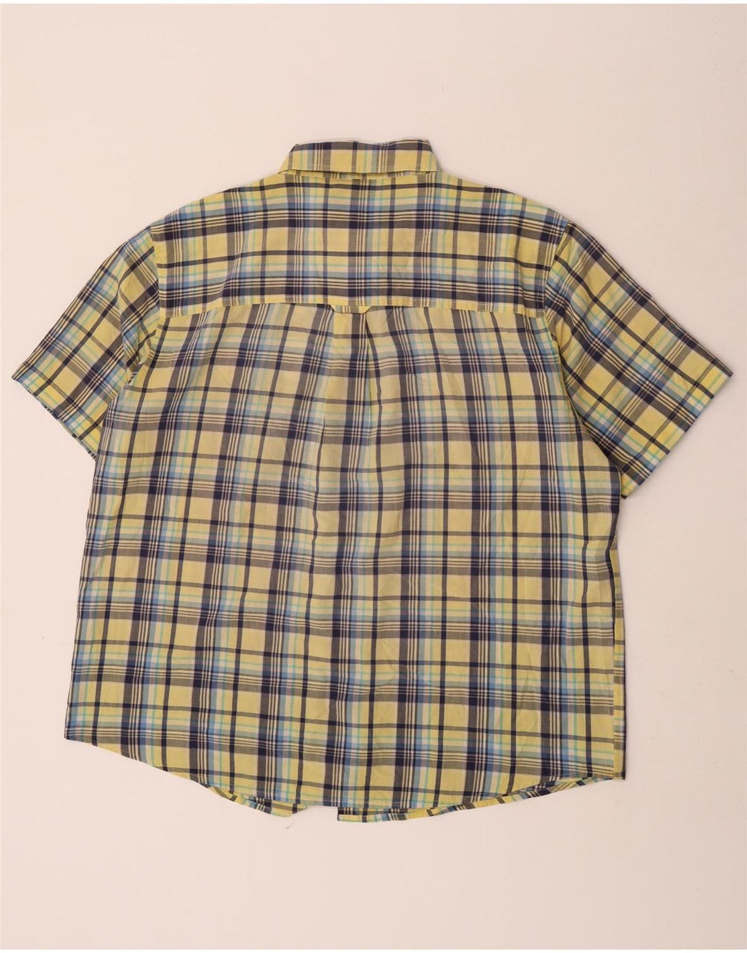 Chaps Mens Short Sleeve Shirt XL Yellow Check Cotton