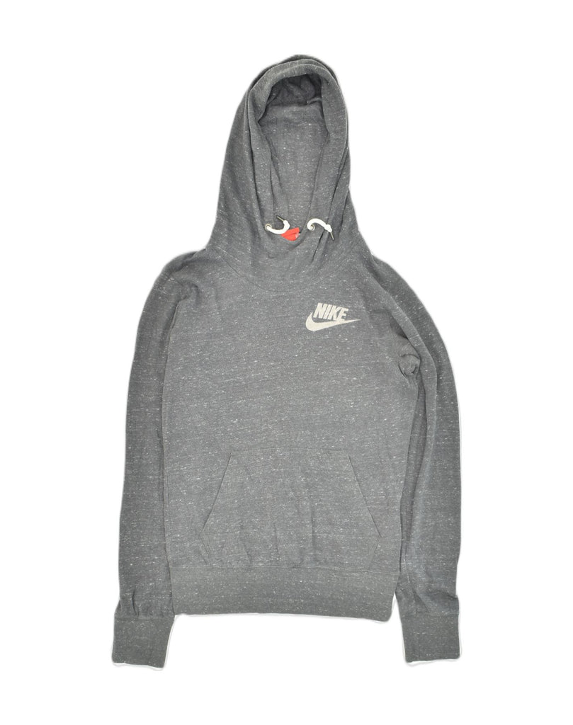 NIKE Womens Hoodie Jumper UK 6 XS Grey Cotton | Vintage Nike | Thrift | Second-Hand Nike | Used Clothing | Messina Hembry 