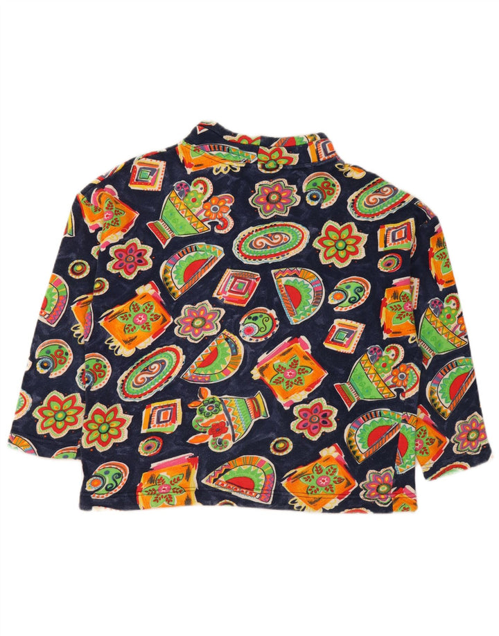 BENETTON Girls Sweatshirt Jumper 11-12 Years Large Navy Blue Floral