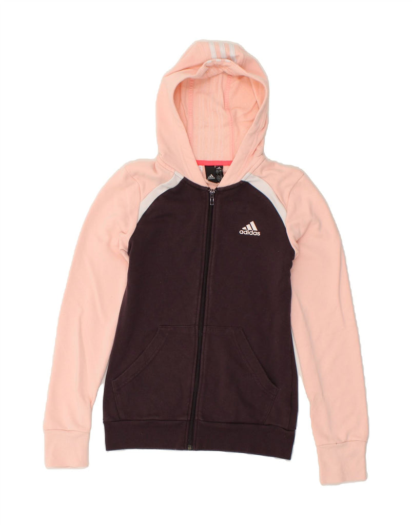 ADIDAS Girls Zip Hoodie Sweater 13-14 Years Pink Colourblock Cotton | Vintage Adidas | Thrift | Second-Hand Adidas | Used Clothing | Messina Hembry 