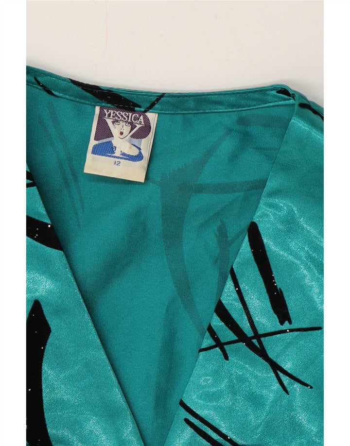 Yessica Womens Abstract Pattern Shirt Blouse UK 12 Medium Green Polyester