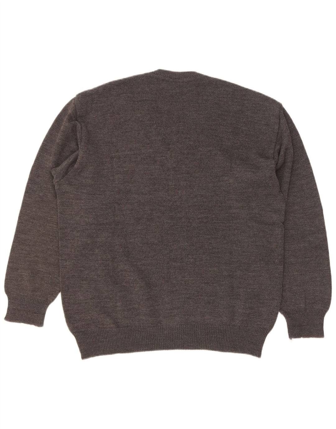 Rinaldi Mens V-Neck Jumper Sweater Medium Grey Geometric Wool