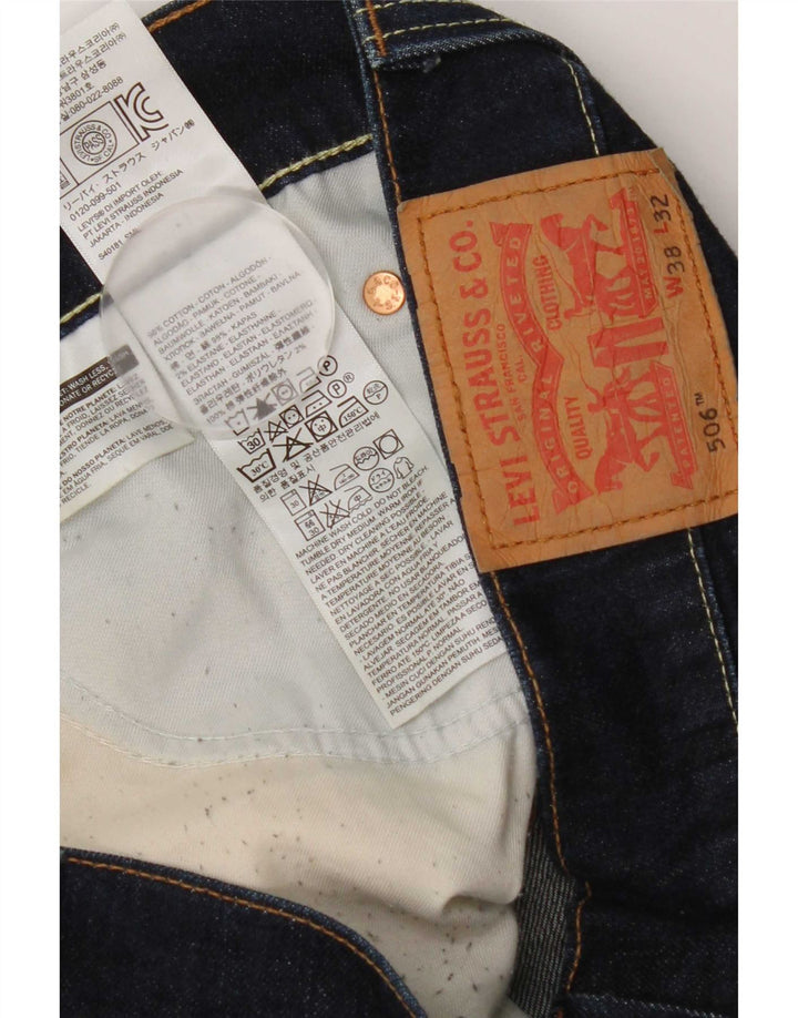 Levi's Mens 506 Straight Jeans W38 L32 Navy Blue Cotton