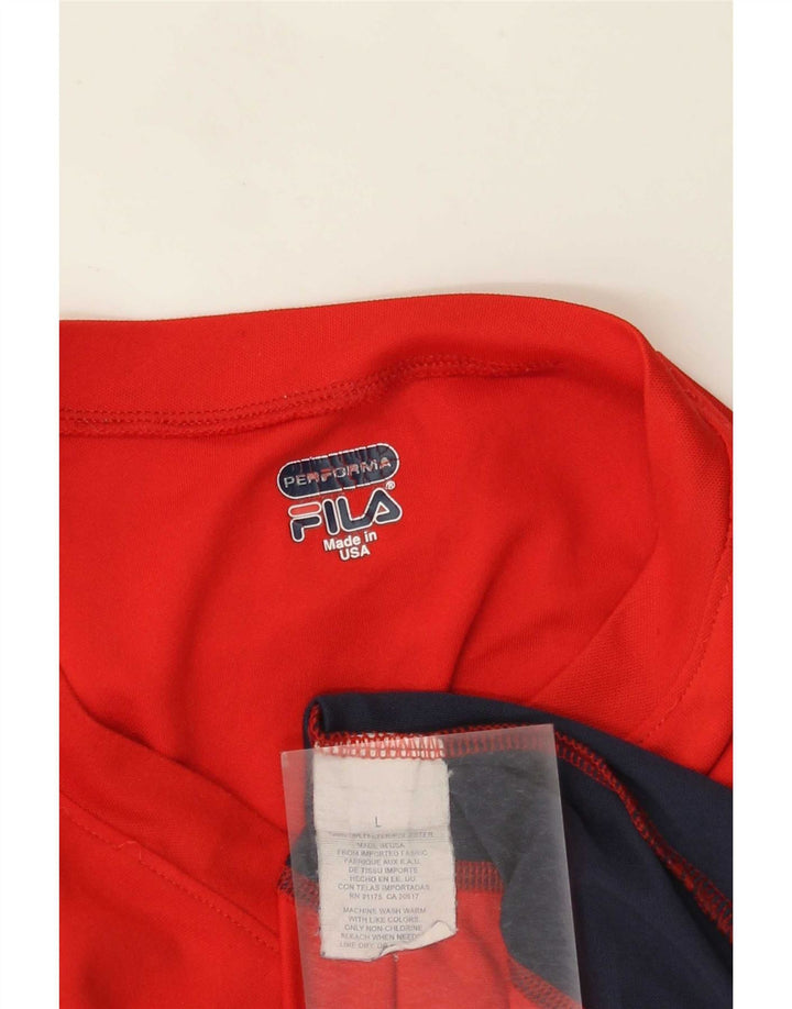 Fila Mens Top Long Sleeve Large Red Colourblock Polyester