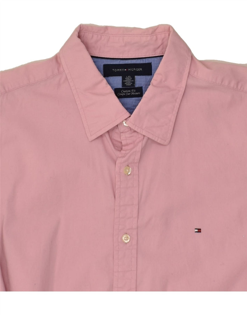 TOMMY HILFIGER Mens Custom Fit Shirt Large Pink Cotton | Vintage Tommy Hilfiger | Thrift | Second-Hand Tommy Hilfiger | Used Clothing | Messina Hembry 