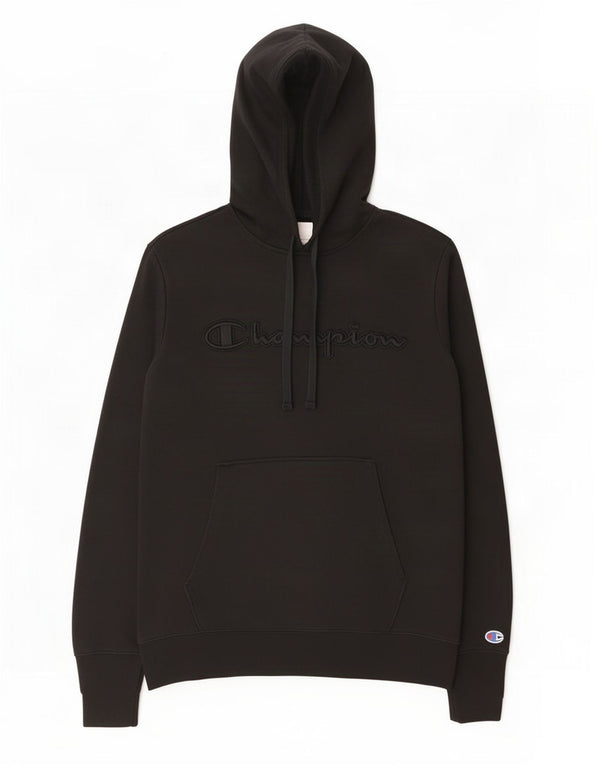 Champion Mens Graphic Hoodie Jumper Small Black Cotton