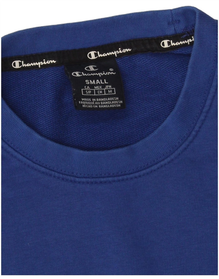 Champion Mens Graphic Sweatshirt Jumper Small Blue Cotton