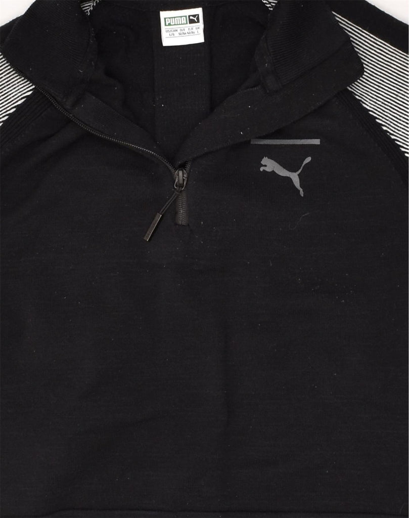 PUMA Mens Zip Neck Jumper Sweater Large Black Nylon | Vintage Puma | Thrift | Second-Hand Puma | Used Clothing | Messina Hembry 