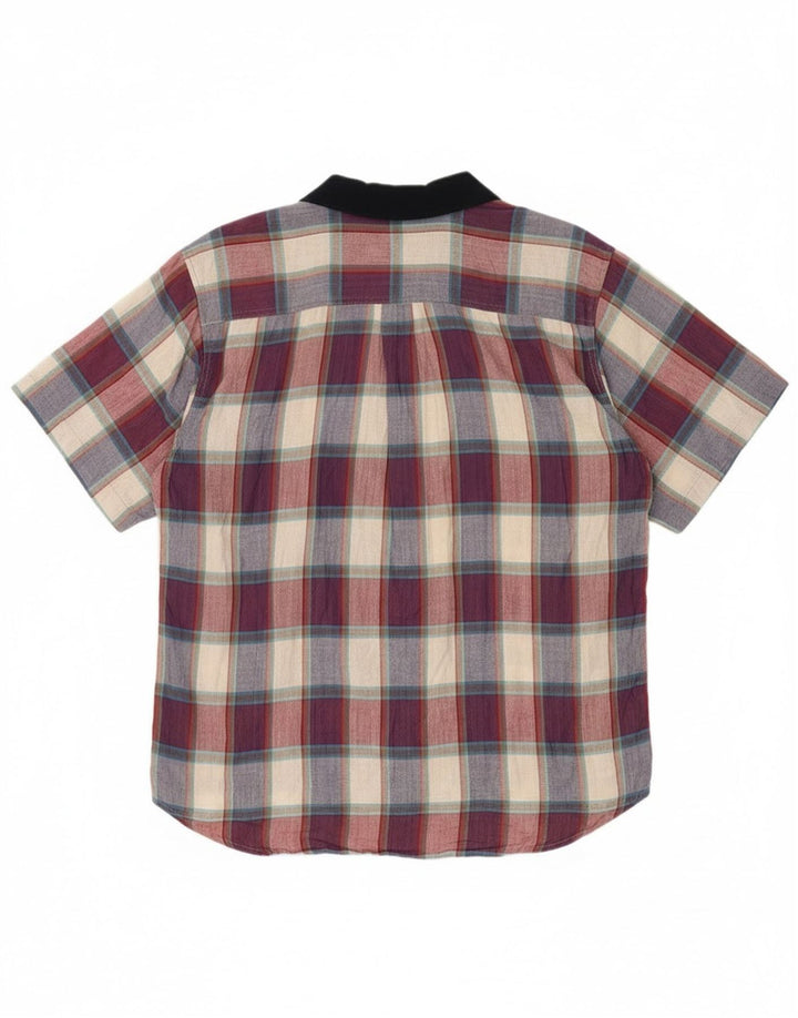Vintage Mens Short Sleeve Shirt Large Multicoloured Check Cotton