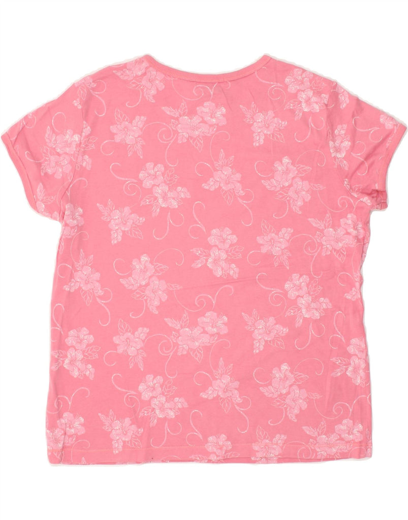 EDDIE BAUER Womens T-Shirt Top UK 16 Large Pink Floral Cotton | Vintage Eddie Bauer | Thrift | Second-Hand Eddie Bauer | Used Clothing | Messina Hembry 