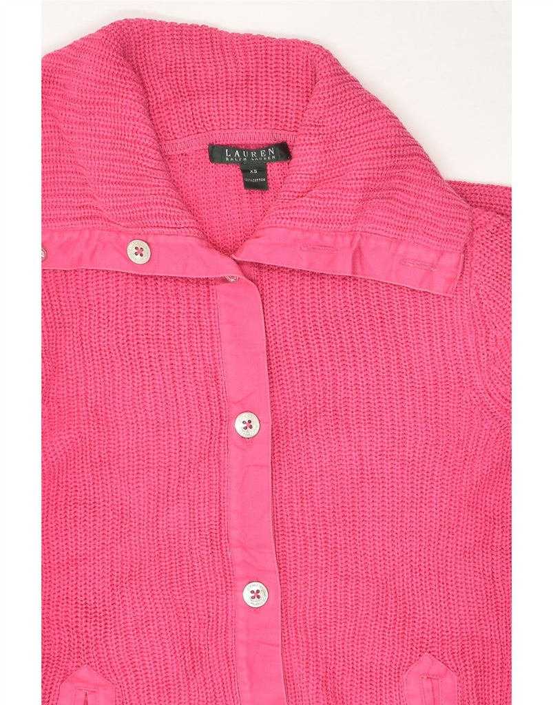 POLO RALPH LAUREN Womens Cardigan Sweater UK 6 XS Pink Cotton | Vintage Polo Ralph Lauren | Thrift | Second-Hand Polo Ralph Lauren | Used Clothing | Messina Hembry 