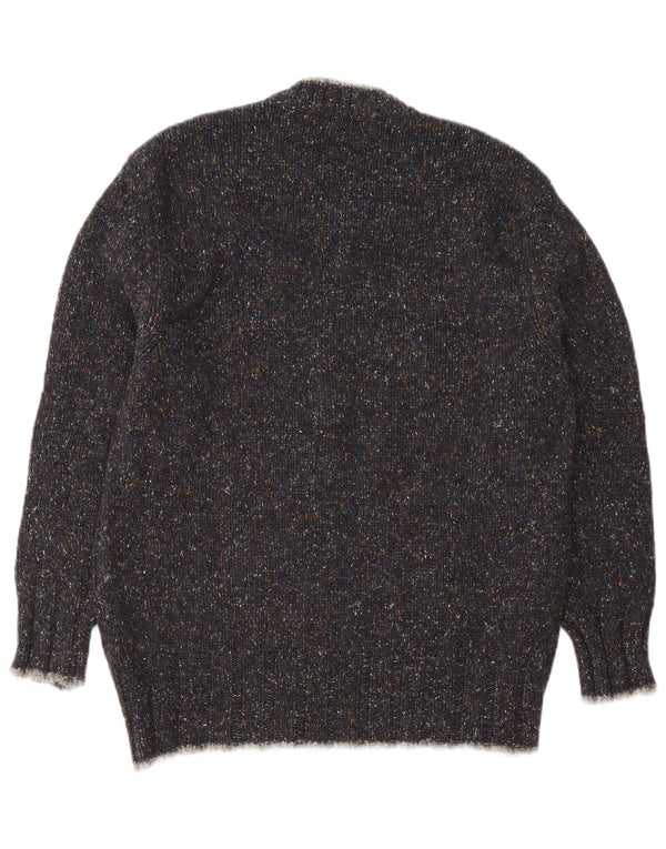 Vintage Mens Cigarette Graphic V-Neck Jumper Sweater Medium Grey Flecked