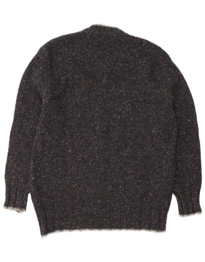 Vintage Mens Cigarette Graphic V-Neck Jumper Sweater Medium Grey Flecked