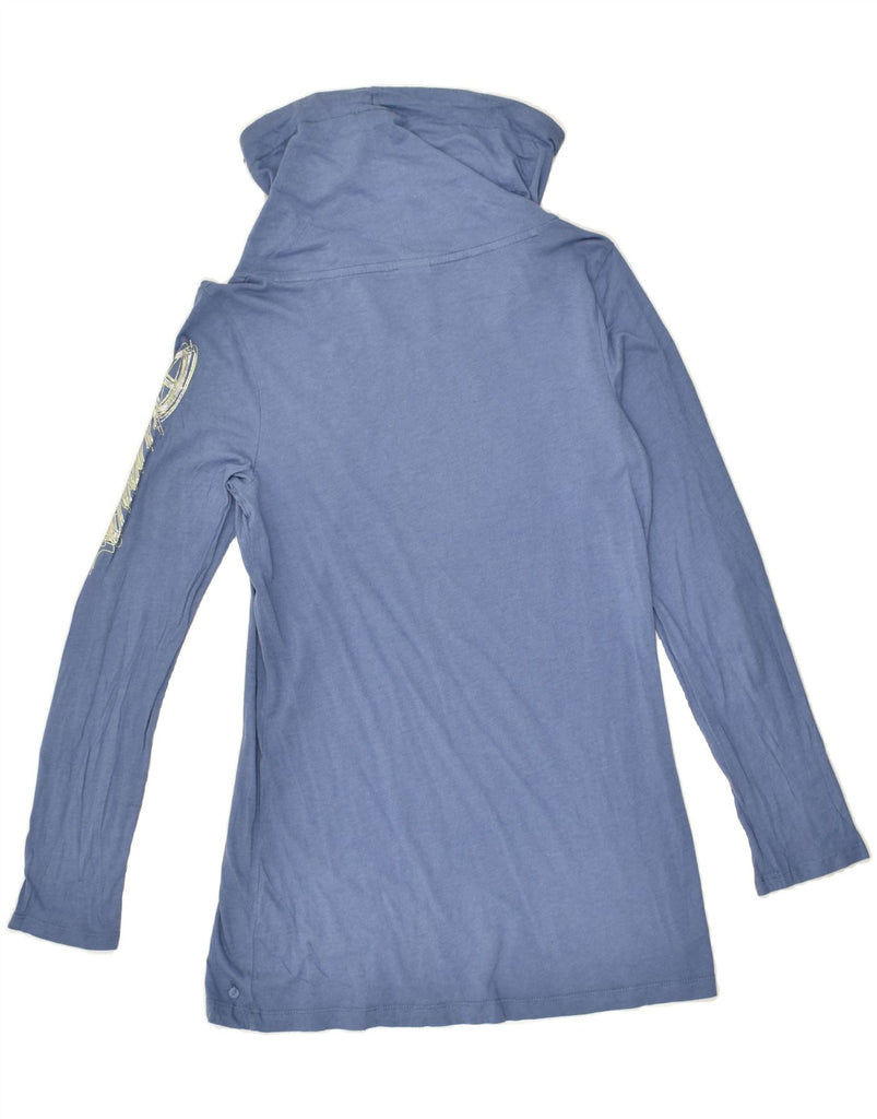 PUMA Womens Roll Neck Graphic Top Long Sleeve UK 12 Medium  Blue | Vintage Puma | Thrift | Second-Hand Puma | Used Clothing | Messina Hembry 