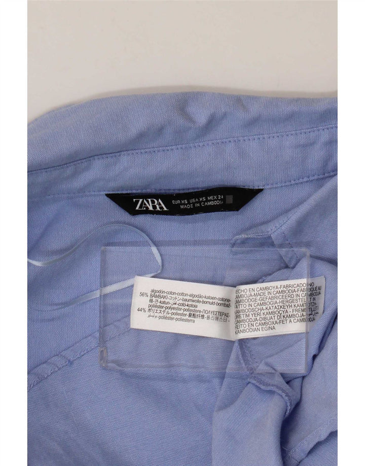Zara Womens Oversized Shirt UK 6 XS Blue Cotton