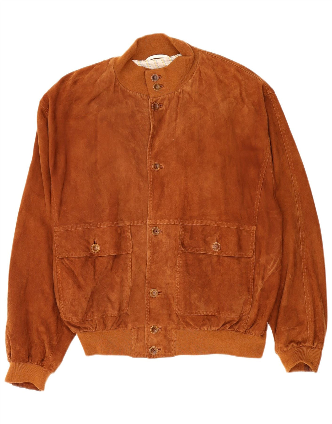 GALLOTTI Mens Suede Bomber Jacket UK 42 2XL Brown
