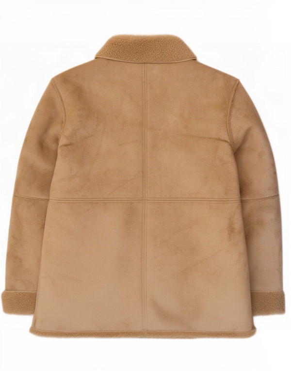 David Barry Womens Sherpa Jacket UK 16 Large Beige Polyester