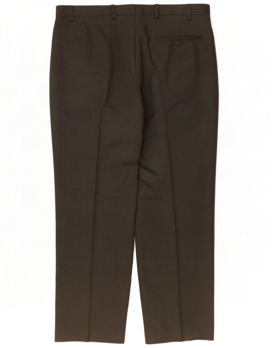 Marks & Spencer Mens Pegged Suit Trousers W36 L29 Brown Pinstripe Polyester