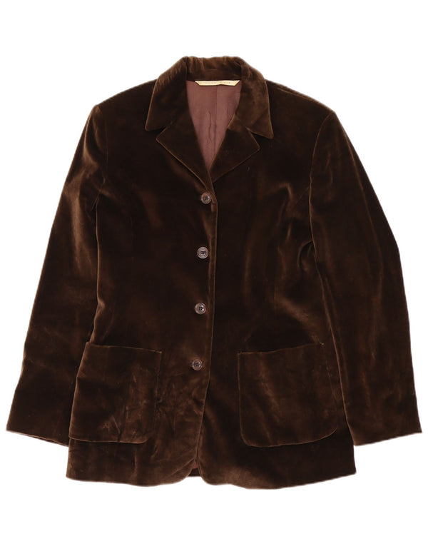 Penny Black Womens Relaxed Fit 4 Button Velvet Blazer Jacket UK 6 XS Brown