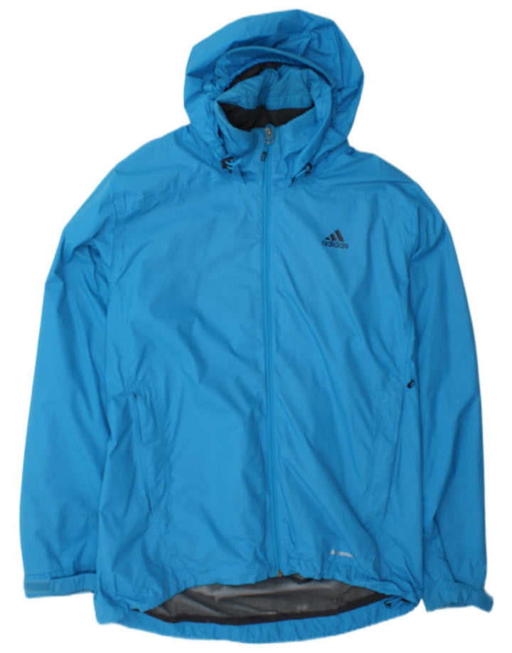 Adidas Mens Hooded Rain Jacket UK 40 Large Blue Nylon