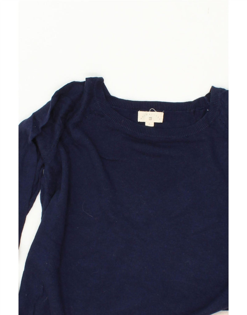QUIKSILVER Womens Boat Neck Jumper Sweater UK 16 Large Blue Colourblock Vintage Quiksilver and Second-Hand Quiksilver from Messina Hembry 