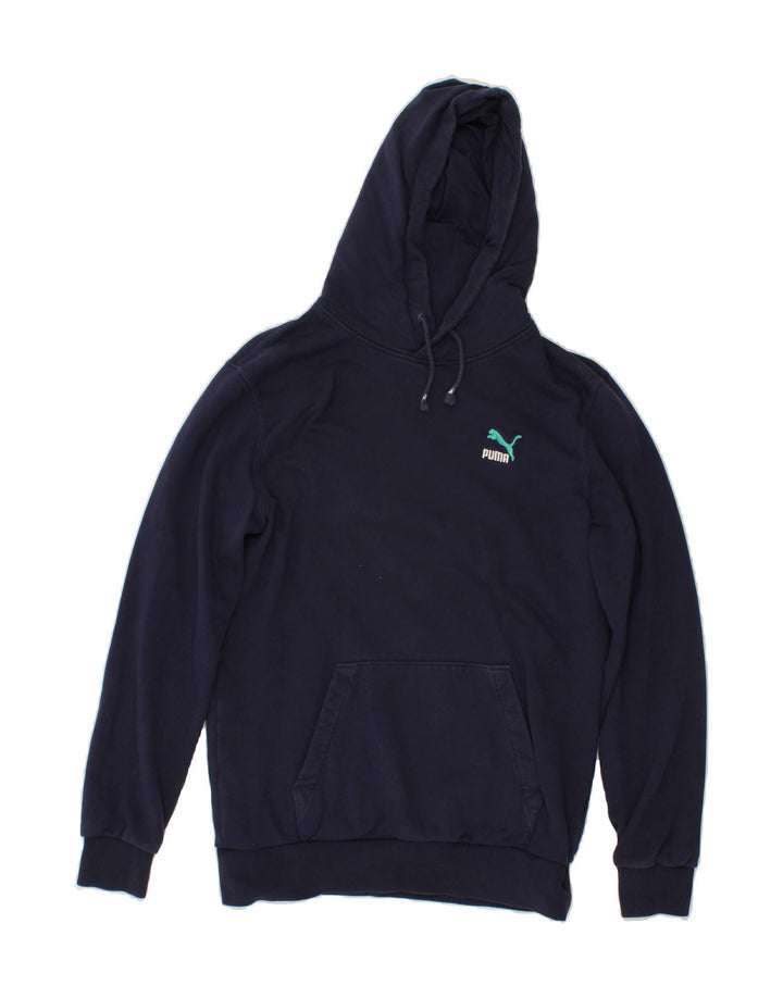 PUMA Mens Hoodie Jumper Small Navy Blue Cotton Vintage Puma and Second-Hand Puma from Messina Hembry 