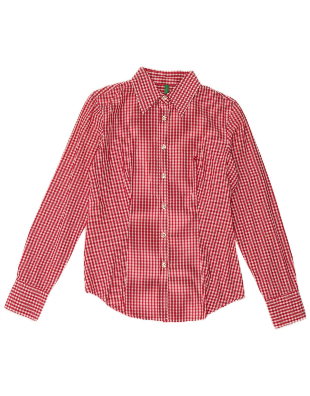 Benetton Womens Shirt UK 12 Medium Red Gingham