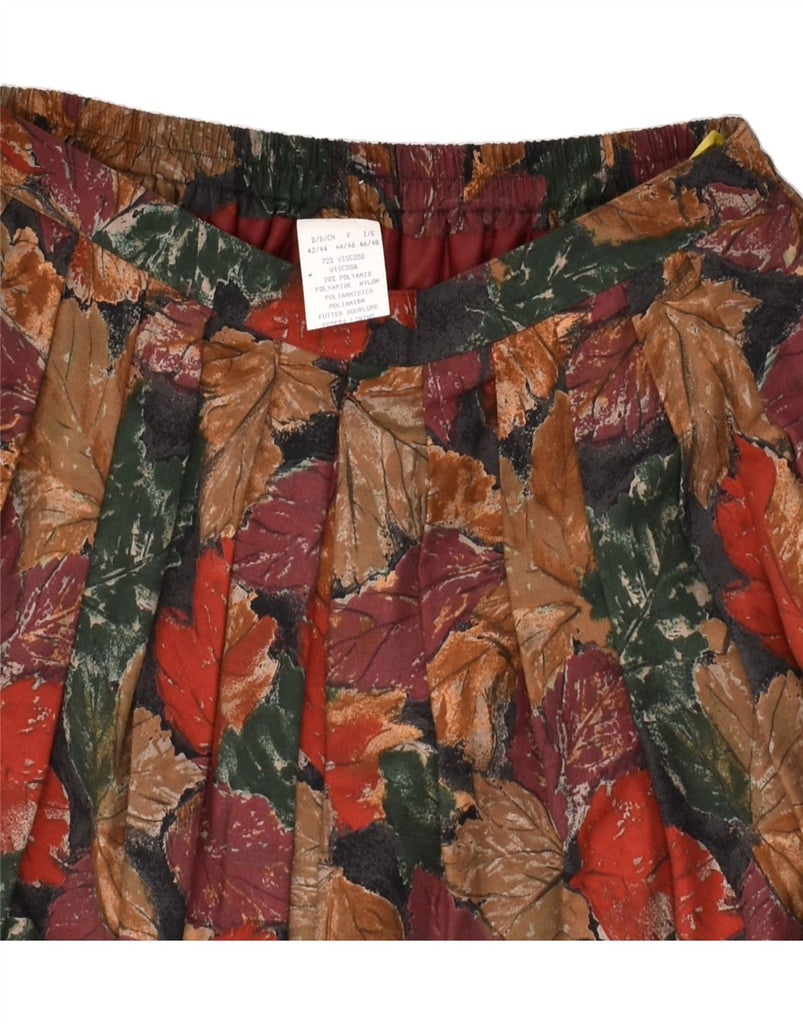 VINTAGE Womens Pleated Skirt EU 44/46 XL W30 Brown Floral Viscose | Vintage Vintage | Thrift | Second-Hand Vintage | Used Clothing | Messina Hembry 