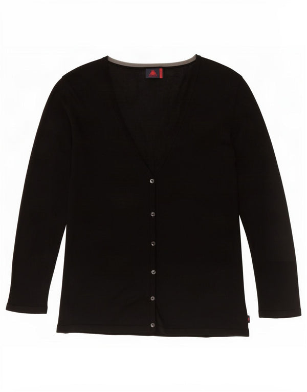 Kappa Womens Cardigan Sweater UK 14 Large Black Wool
