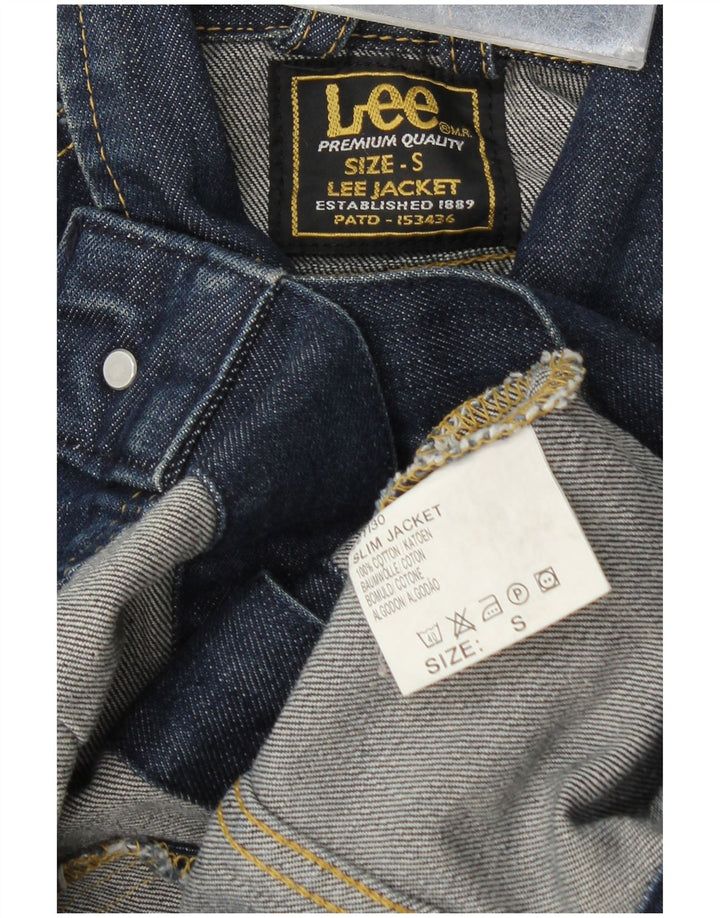 Lee Womens Denim Jacket UK 10 Small Navy Blue Cotton