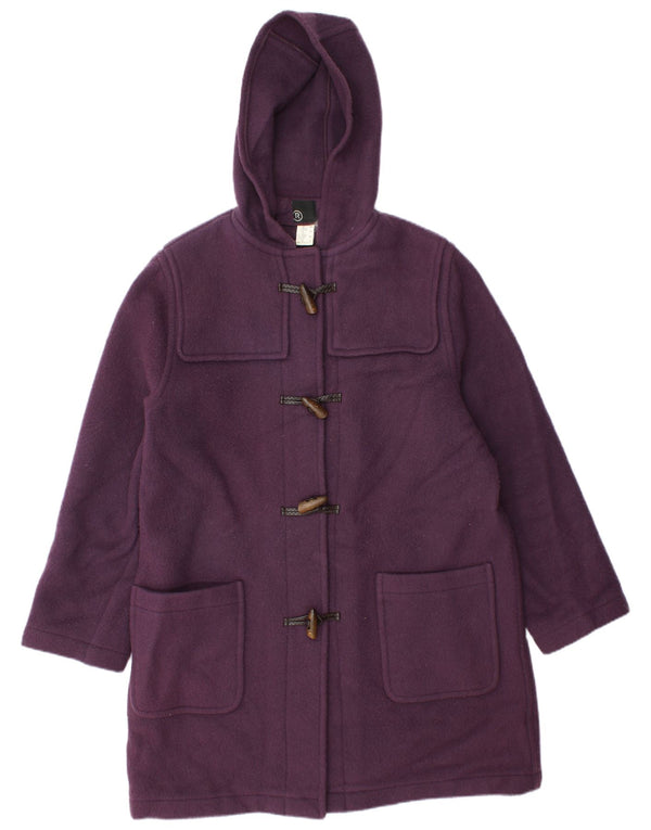 Vintage Womens Hooded Duffle Coat UK 14 Large Purple Wool