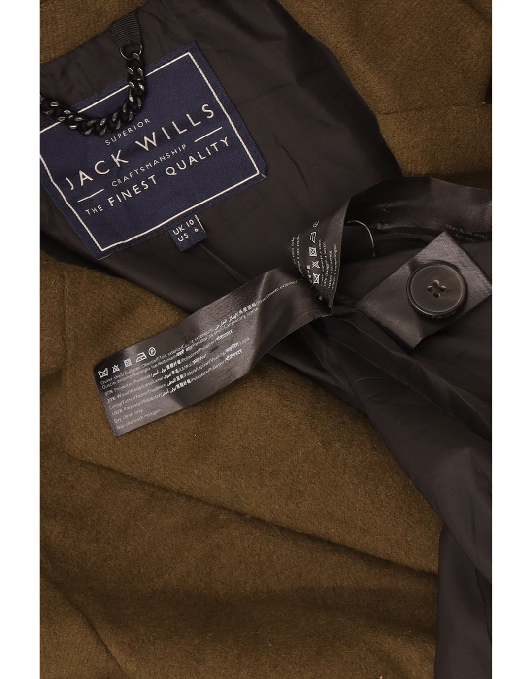 Jack Wills Womens Oversized Overcoat UK 10 Small Khaki Polyester