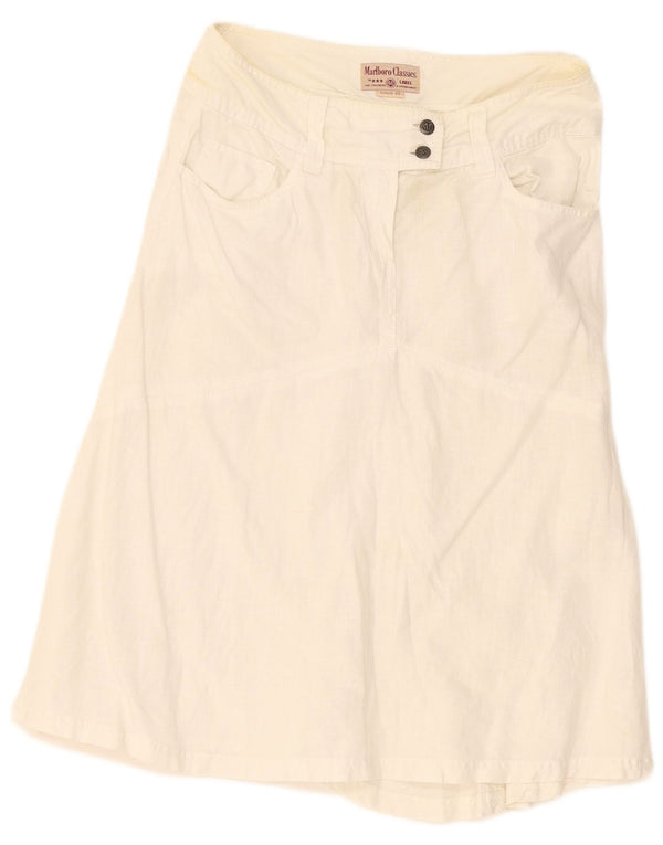 Marlboro Classics Womens A-Line Skirt EU 42 Large W30 White Linen
