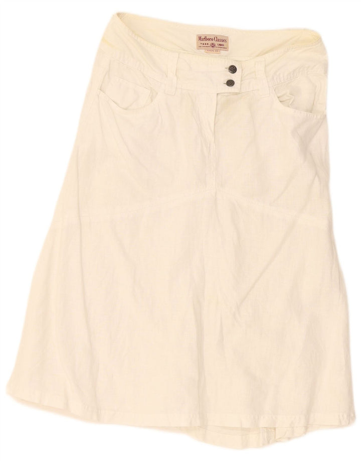 Marlboro Classics Womens A-Line Skirt EU 42 Large W30 White Linen