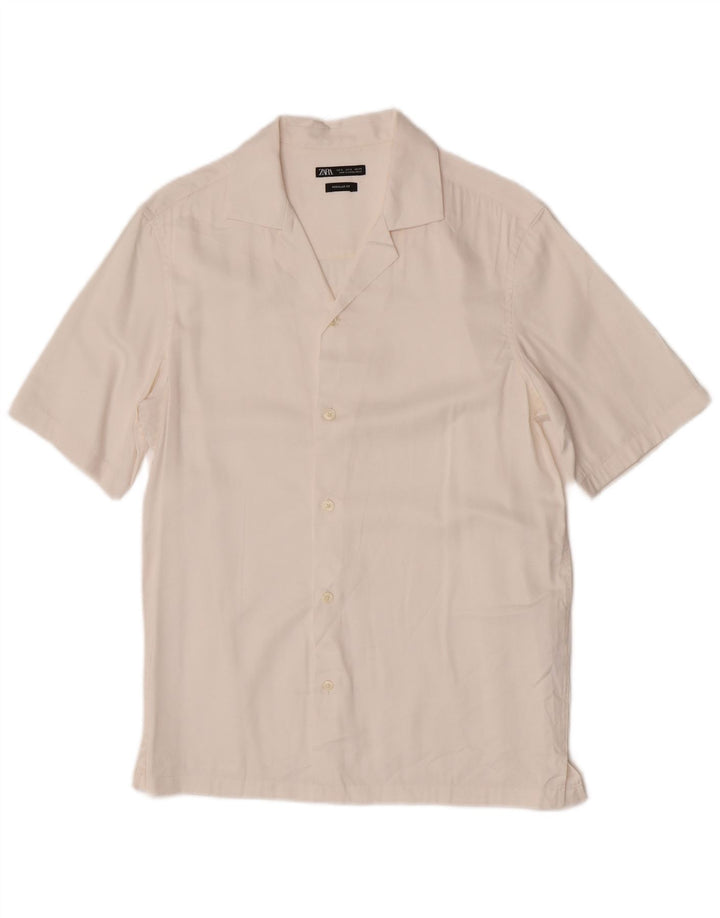 Zara Mens Short Sleeve Shirt Small White Viscose