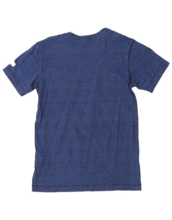 Benetton Boys T-Shirt Top 10-11 Years XL Navy Blue Pinstripe Cotton