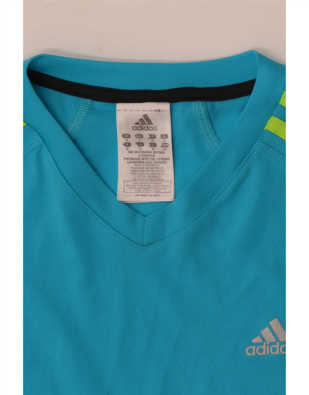 Adidas Womens T-Shirt Top UK 10 Small Blue Polyester