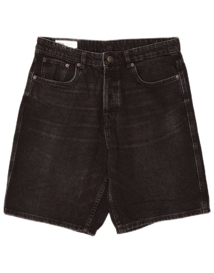 Zara Mens Denim Shorts EU 42 Large W32 Grey Cotton