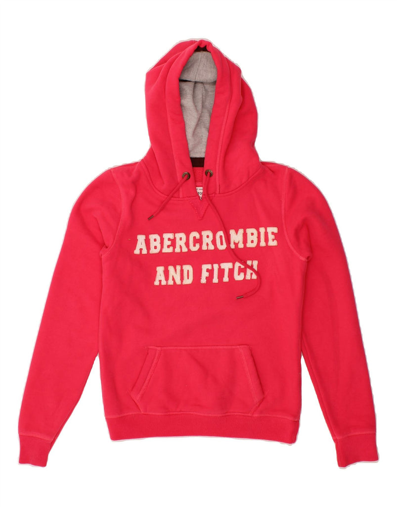 ABERCROMBIE & FITCH Womens Graphic Hoodie Jumper UK 10 Small Pink Cotton Vintage Abercrombie & Fitch and Second-Hand Abercrombie & Fitch from Messina Hembry 